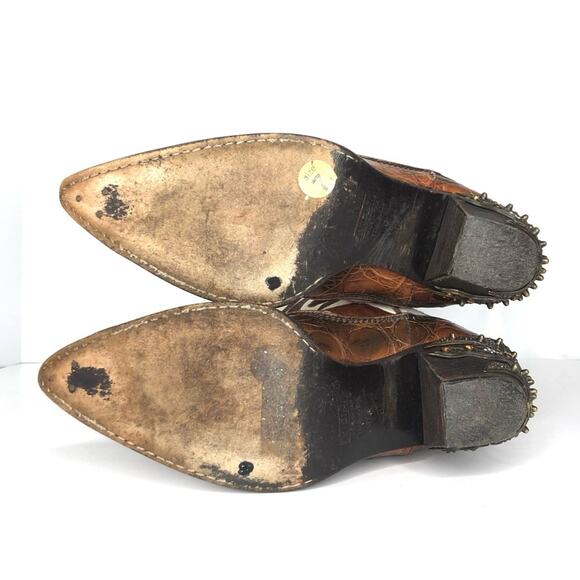 Giuseppe Zanotti Crystals Cow Print Pull On Western Cowgirl Heeled Boots 7 - Picture 8 of 9